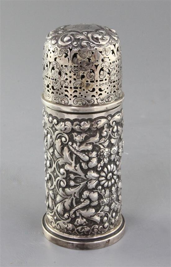 A Victorian silver lighthouse sugar caster by Horace Woodward & Co, 5.5 oz.